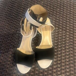 Karl Langerfeld Paris, wedge heels, open toe ankle strap, size 8.5